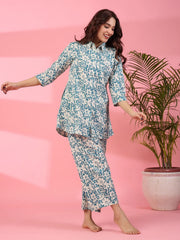 Cornflower Cotton Co-ord set - SanskrutiHomes 