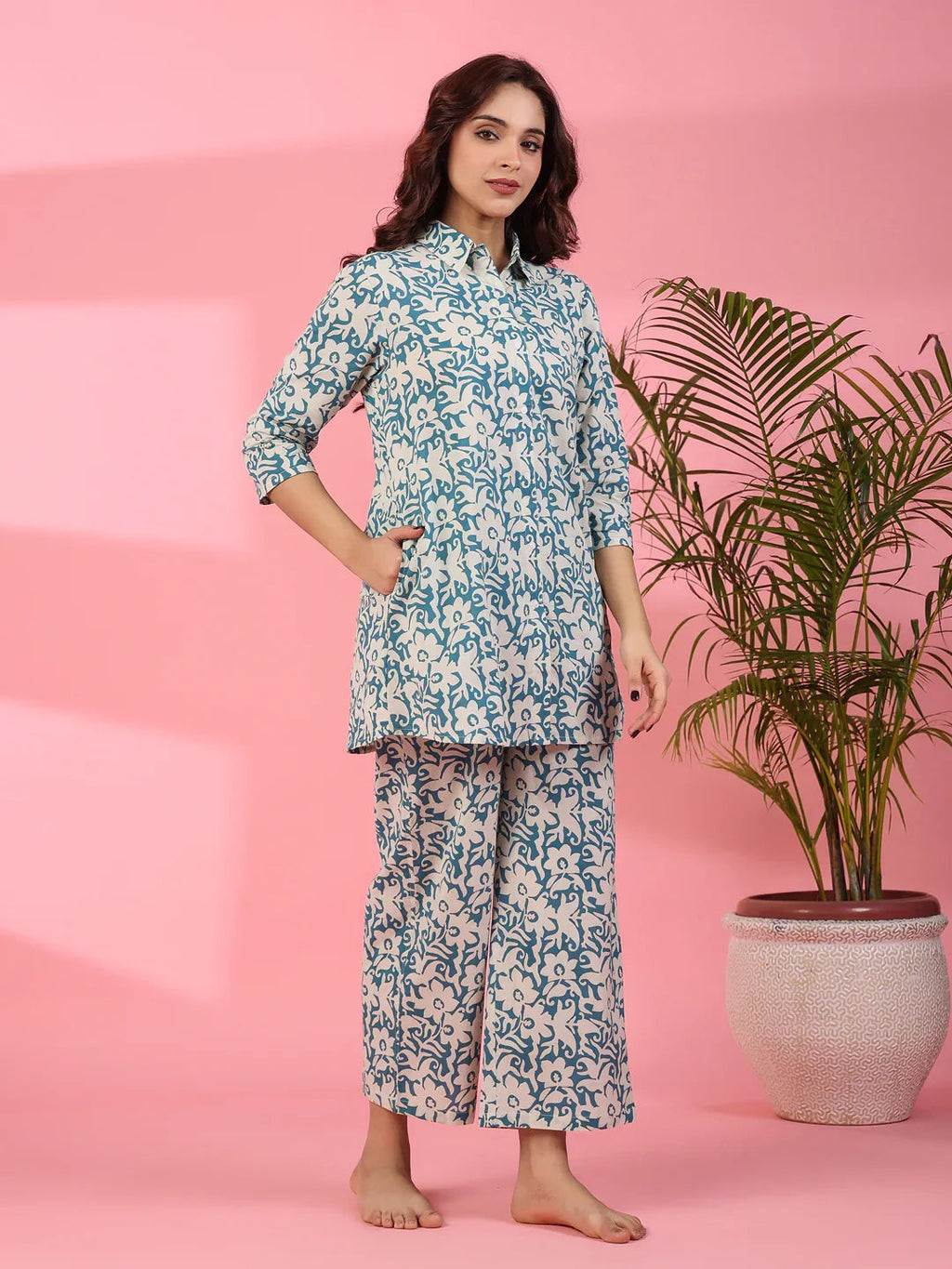 Cornflower Cotton Co-ord set - SanskrutiHomes 
