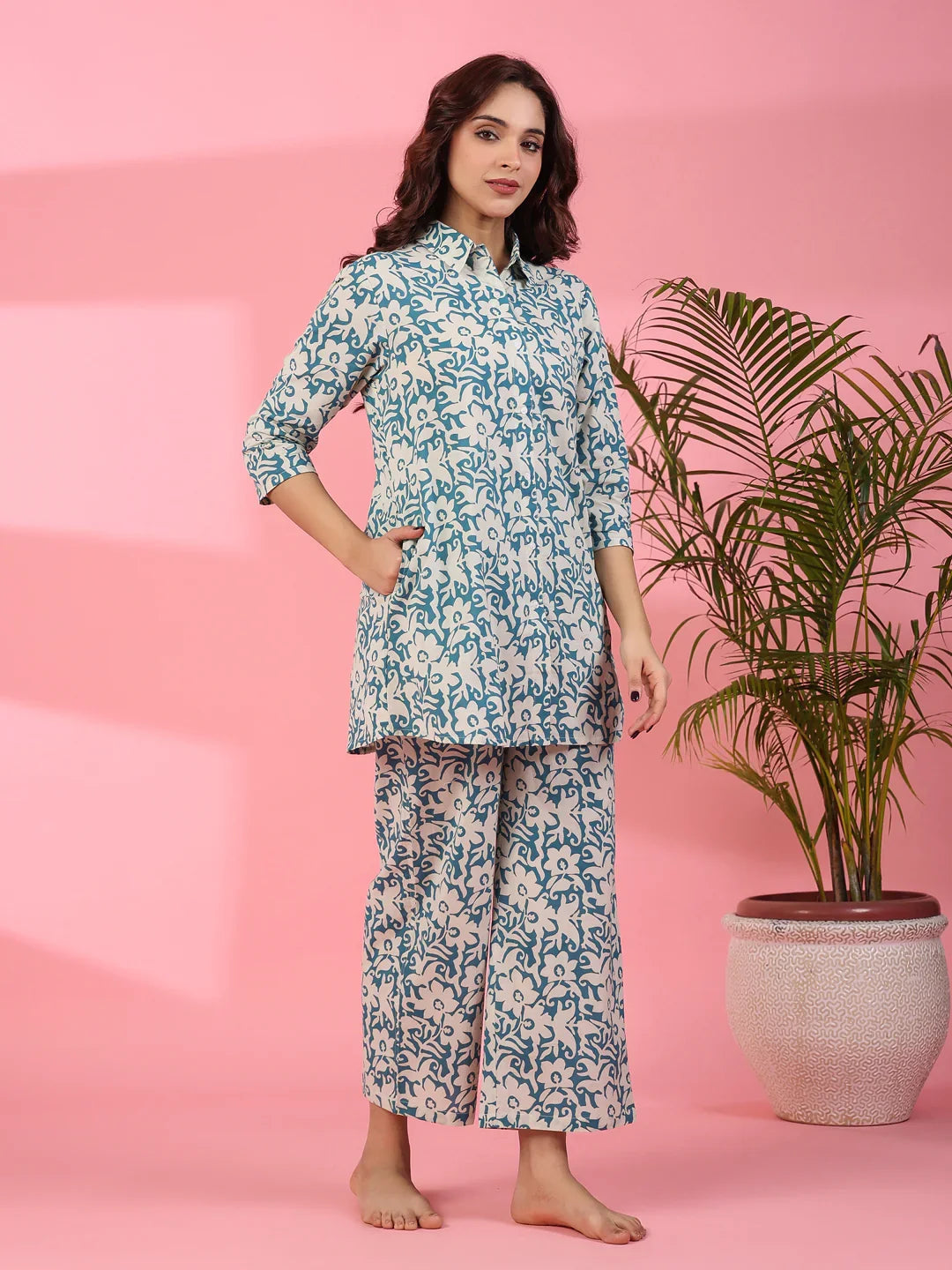 Cornflower Cotton Co-ord set - SanskrutiHomes 