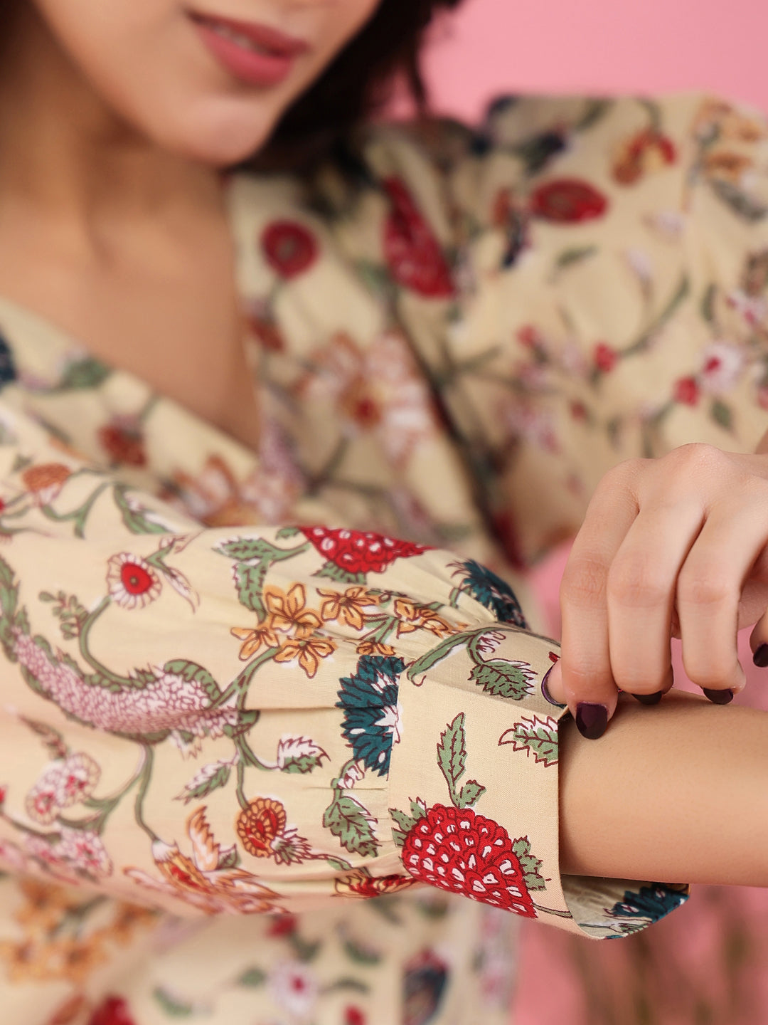 Jacobean Cotton Night Suit - SanskrutiHomes 