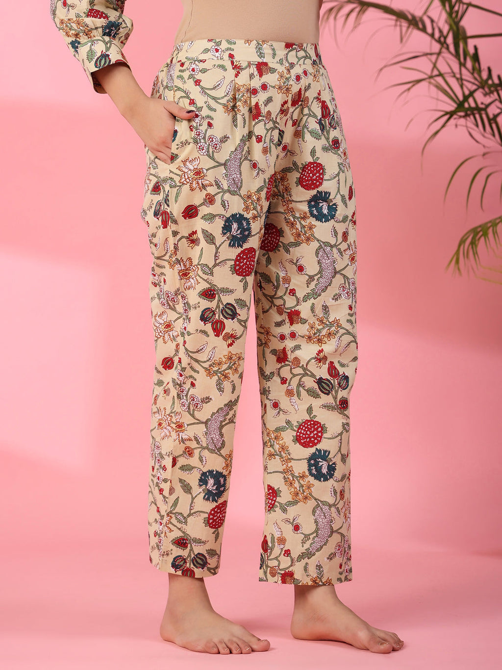 Jacobean Cotton Night Suit - SanskrutiHomes 