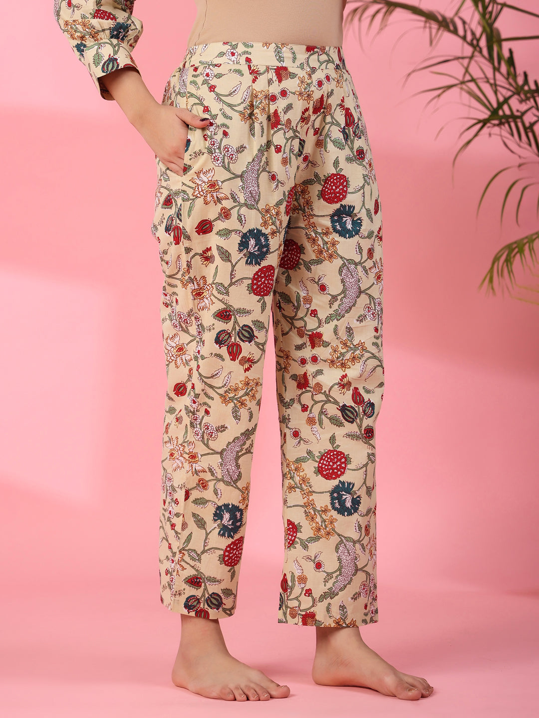 Jacobean Cotton Night Suit - SanskrutiHomes 