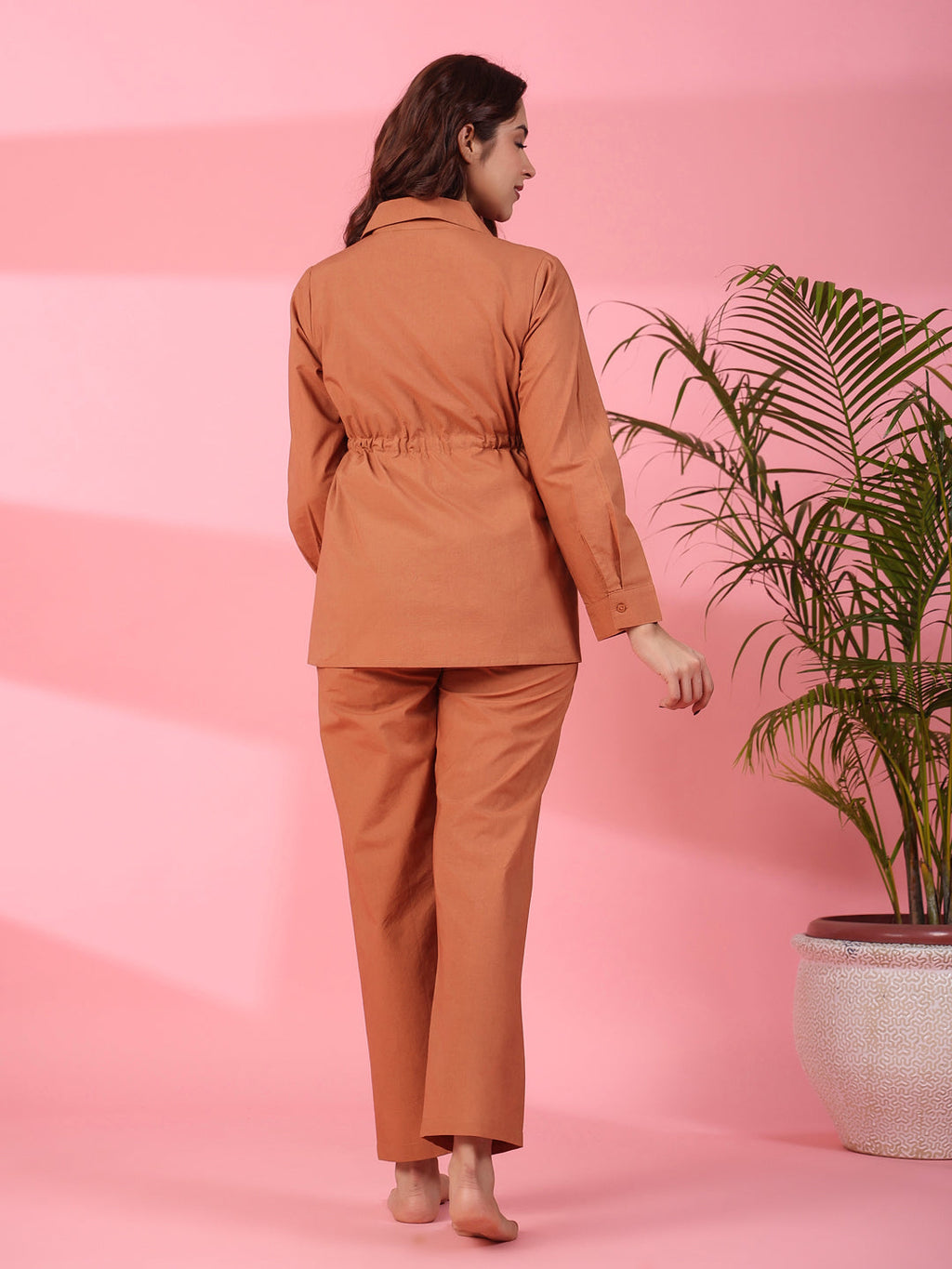 RUST BROWN 2 Pcs COTTON Night Suit - SanskrutiHomes 