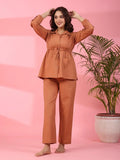 RUST BROWN 2 Pcs COTTON Night Suit - SanskrutiHomes 