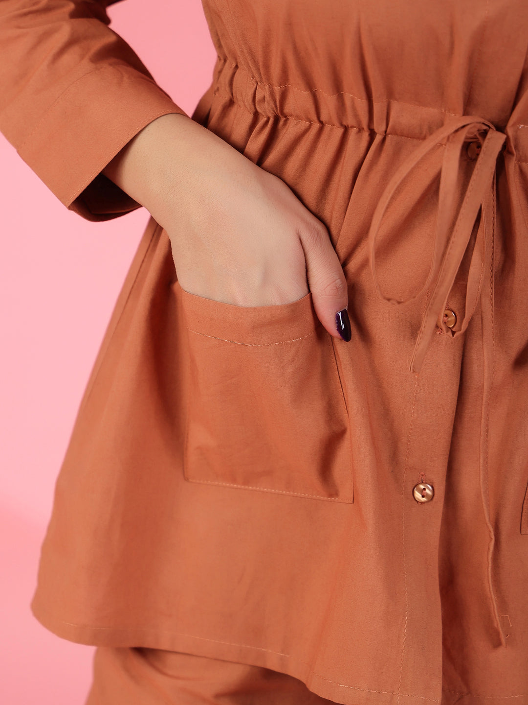 RUST BROWN 2 Pcs COTTON Night Suit - SanskrutiHomes 