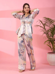 Grey Satin Night Suit - SanskrutiHomes 
