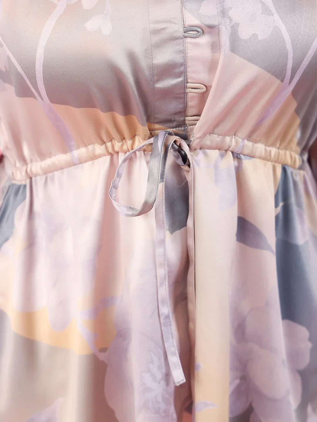 Grey Satin Night Suit - SanskrutiHomes 