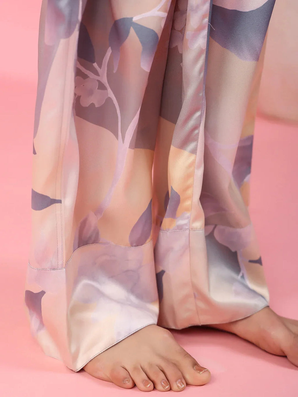 Grey Satin Night Suit - SanskrutiHomes 