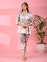 3Pcs Women Poly Satin Night Suit - SanskrutiHomes 