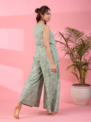 Printed sleeveless cotton Jumpsuit - SanskrutiHomes 
