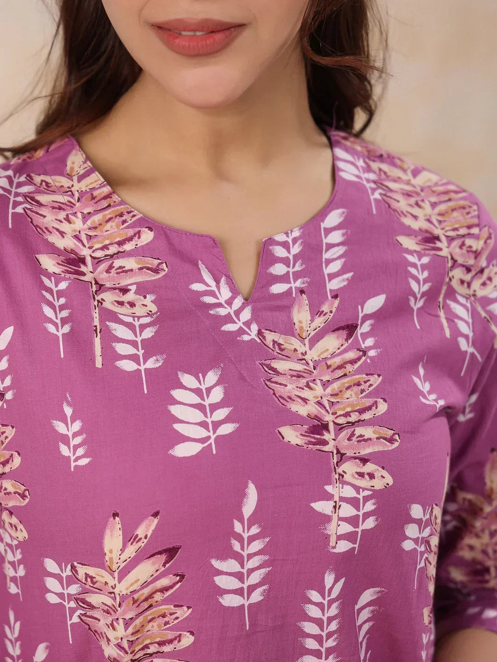 HEATHER MAUVE Cotton Night Suit - SanskrutiHomes 