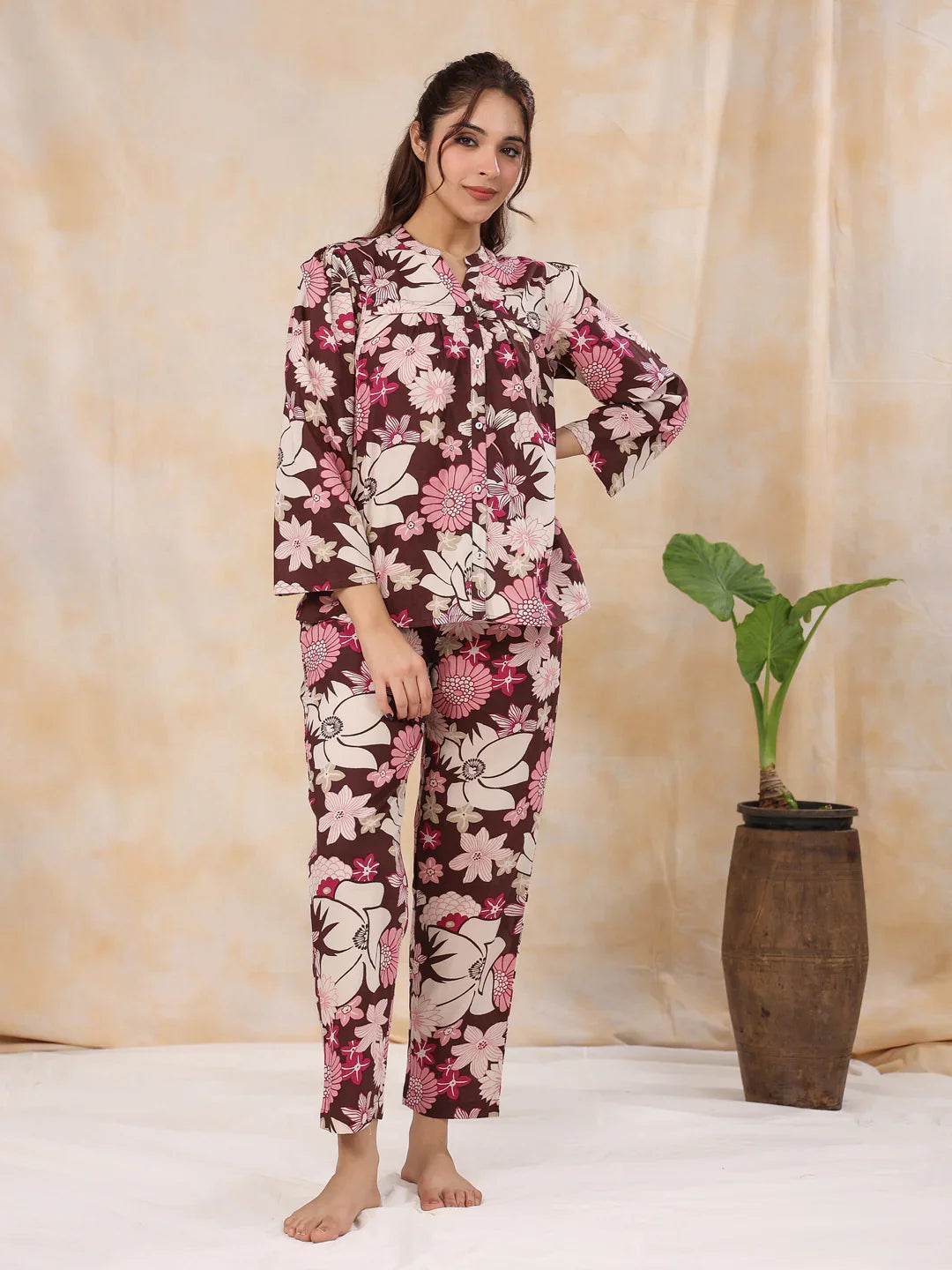 Magnolia Cotton Night Suit - SanskrutiHomes 