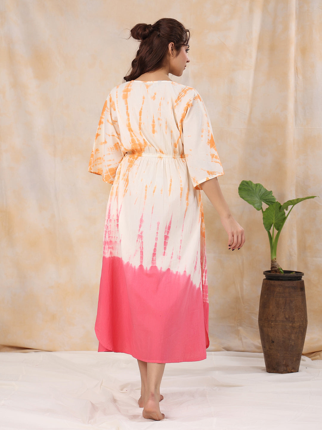 Pink Printed Kaftan Loungewear - SanskrutiHomes 