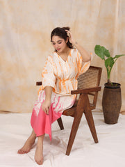 Pink Printed Kaftan Loungewear - SanskrutiHomes 