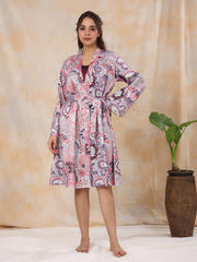 Dusty Pink Satin Night Dress - SanskrutiHomes 