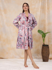 Dusty Pink Satin Night Dress - SanskrutiHomes 
