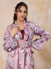 Dusty Pink Satin Night Dress - SanskrutiHomes 