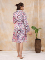 Dusty Pink Satin Night Dress - SanskrutiHomes 