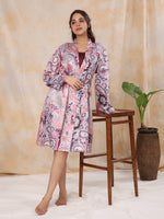 Dusty Pink Satin Night Dress - SanskrutiHomes 