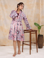 Dusty Pink Satin Night Dress - SanskrutiHomes 