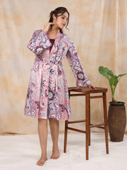 Dusty Pink Satin Night Dress - SanskrutiHomes 