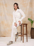 Solid white Cotton Night Suit - SanskrutiHomes 