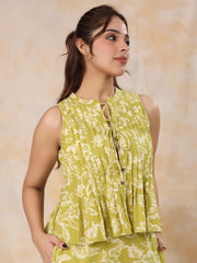 Green sleeveless co-ord set - SanskrutiHomes 