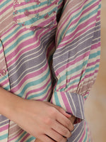 Strips Printed Shirt Collar Kurta Set - SanskrutiHomes 