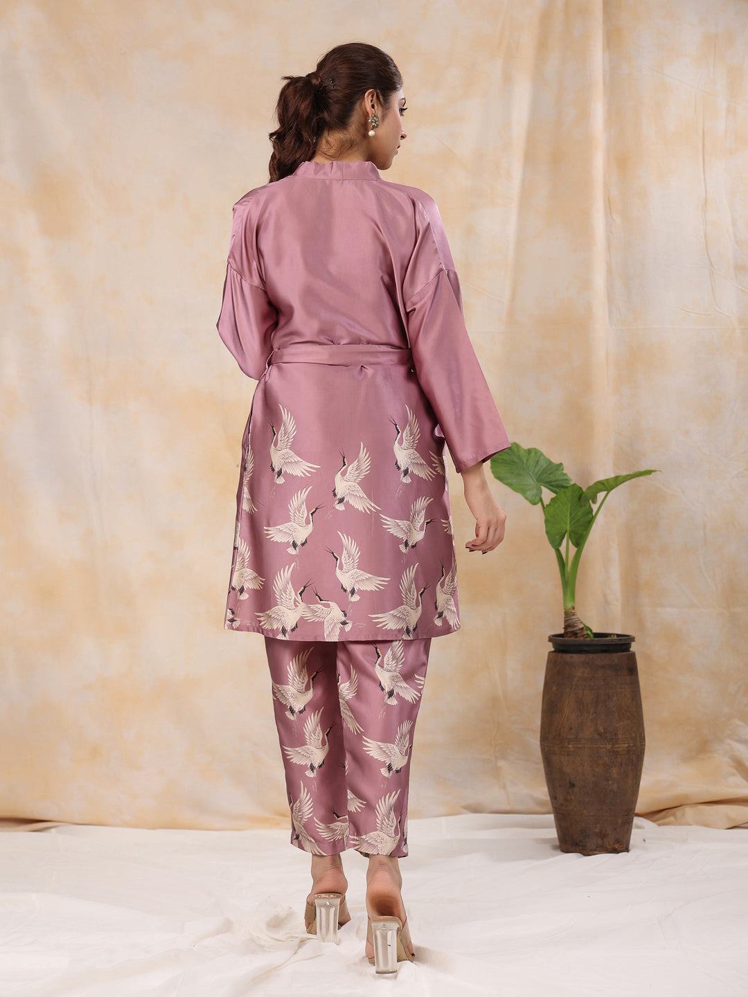 SUGAR PLUM 4 PC SATIN Night Suit Set with Pyjama and shorts - SanskrutiHomes 