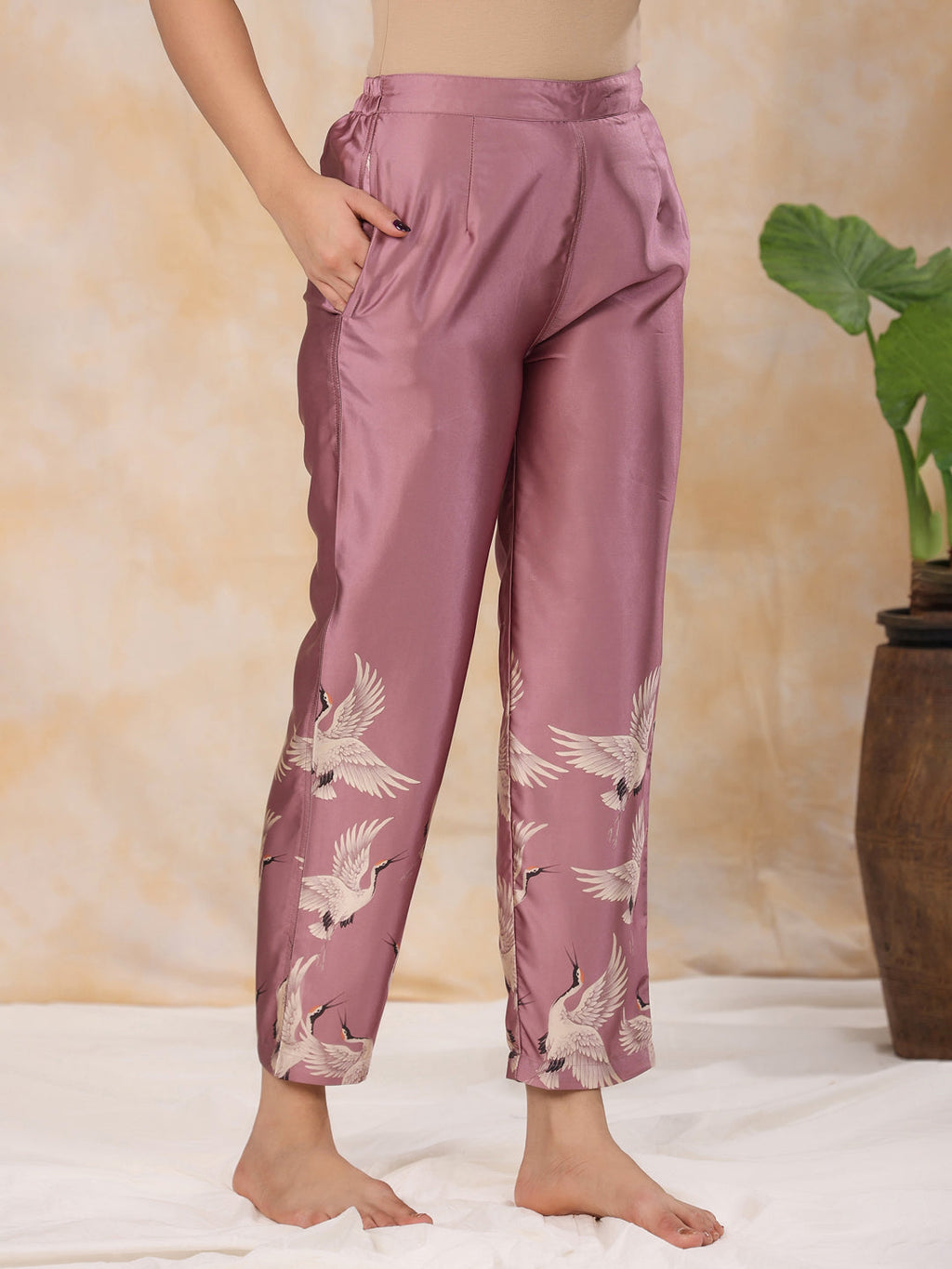 SUGAR PLUM 4 PC SATIN Night Suit Set with Pyjama and shorts - SanskrutiHomes 