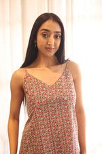 Beige Printed Cotton V-Neck Top for Women - SanskrutiHomes 