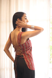 Red Printed Cotton Square Neck Top for Women - SanskrutiHomes 