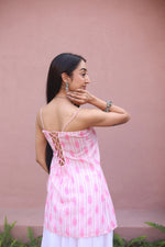 Pink Printed Cotton Short Sleeves Top for Women - SanskrutiHomes 