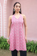 Pink Printed Viscose Rayon Halter Neck Top for Women - SanskrutiHomes 