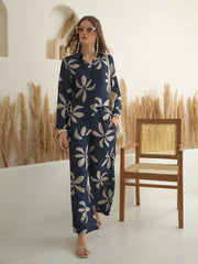 Navy Blue Viscose Rayon Shirt Collar Co-Ord Set for Women - SanskrutiHomes 