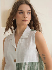 Green V-Neck Pure Cotton Co-Ords Set For Women