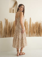 Peach Color Cotton A-Line Printed Dress for Women - SanskrutiHomes 