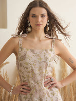 Peach Color Cotton A-Line Printed Dress for Women - SanskrutiHomes 