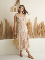 Peach Color Cotton A-Line Printed Dress for Women - SanskrutiHomes 