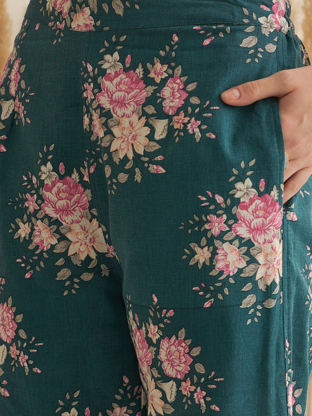 Sea Green Shirt Collar Pure Cotton Top Printed Co-ords Set for Women - SanskrutiHomes 