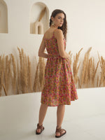 Floral Printed Square Neck Dress for Women - SanskrutiHomes 