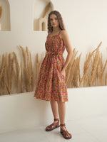 Floral Printed Square Neck Dress for Women - SanskrutiHomes 