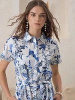 White Floral Printed Cotton Jump Suit for Women - SanskrutiHomes 