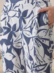 Blue Shirt Collar Viscose Rayon Co-ords Set for Women - SanskrutiHomes 