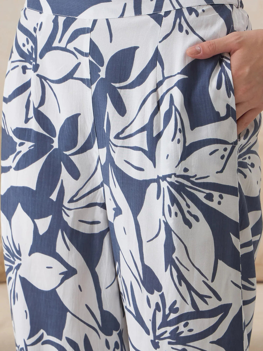 Blue Color Shirt Collar Viscose Rayon Printed Co-ords Set for Women - SanskrutiHomes 