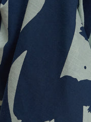 Navy Blue Shirt Collar Printed Night Suit