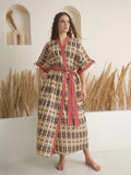 Brown Cotton Printed Bath Robe for Women - SanskrutiHomes 