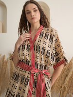 Brown Cotton Printed Bath Robe for Women - SanskrutiHomes 