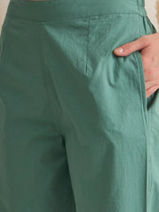 Green V-Neck Polyester Co-ords Set for Women - SanskrutiHomes 
