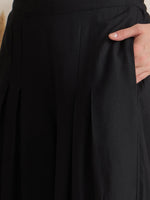 Black Solid Shirt Collar Co-Ord Set for Women - SanskrutiHomes 